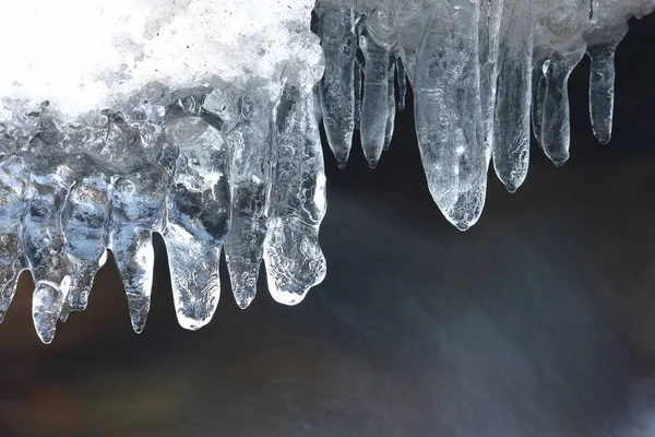 Frozen Ice Formations Winter Stream Saxónia Alemanha — Fotografia de Stock