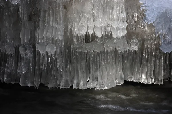 Frozen Ice Formations Winter Stream Saxónia Alemanha — Fotografia de Stock