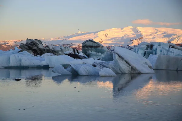 Όμορφη Θέα Του Παγόβουνα Jokulsarlon Παγετώνα Λιμνοθάλασσα Ισλανδία — Φωτογραφία Αρχείου