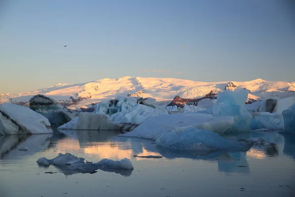 Όμορφη Θέα Του Παγόβουνα Jokulsarlon Παγετώνα Λιμνοθάλασσα Ισλανδία — Φωτογραφία Αρχείου