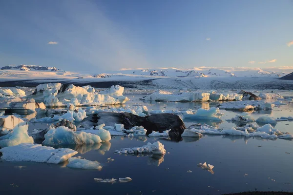 Όμορφη Θέα Του Παγόβουνα Jokulsarlon Παγετώνα Λιμνοθάλασσα Ισλανδία — Φωτογραφία Αρχείου