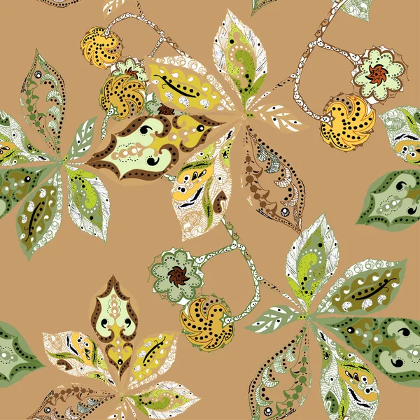 Grafik kestane bej arka plan üzerinde tasarım için dekoratif elemanları dikişsiz desen bırakır.