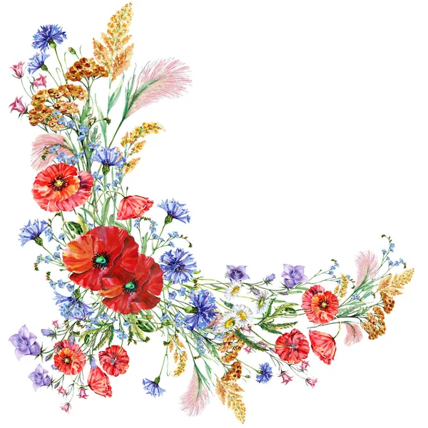 수채화 꽃다발 컬렉션입니다 배경에 꽃입니다 플로럴 — 스톡 사진