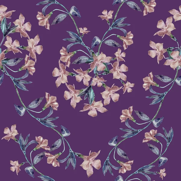 Sömlös Mönster Akvarell Blommor Periwinkle Lila Bakgrund Vackert Mönster För — Stockfoto