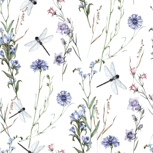 Güzel, kusursuz çiçek deseni. Beyaz arka planda yusufçuk çiçekleri. Çiçek tarlası.