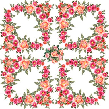 Suluboya gül buketi. Dekorasyon ve tasarım için güzel bir desen. Moda baskısı. Çiçeğin suluboya çizimlerinin zarif deseni.