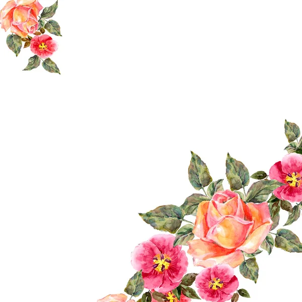 Bouquet Acquerello Rose Bellissimo Modello Decorazione Design Stampa Alla Moda — Foto Stock