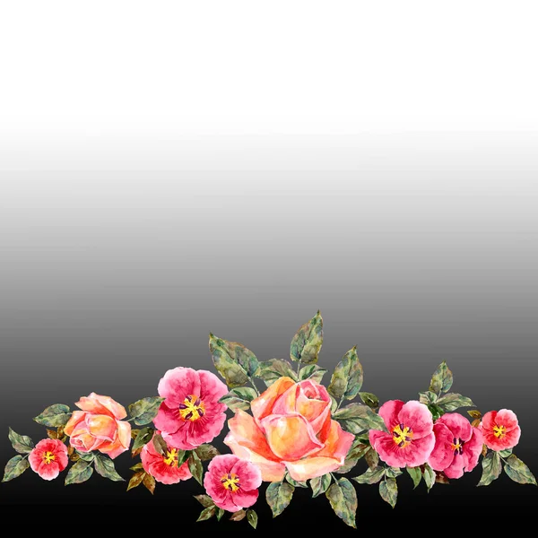 バラの水彩花束 装飾やデザインのための美しいパターン トレンディーな印刷 花の水彩画の絶妙なパターン — ストック写真