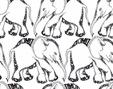 Beyaz arka planda grafiksel filler. Projeniz için soyut monokrom dikişsiz desen.