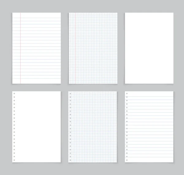 Folha Papel Caderno Página Branca Bloco Notas Com Linhas Azuis —  Vetores de Stock