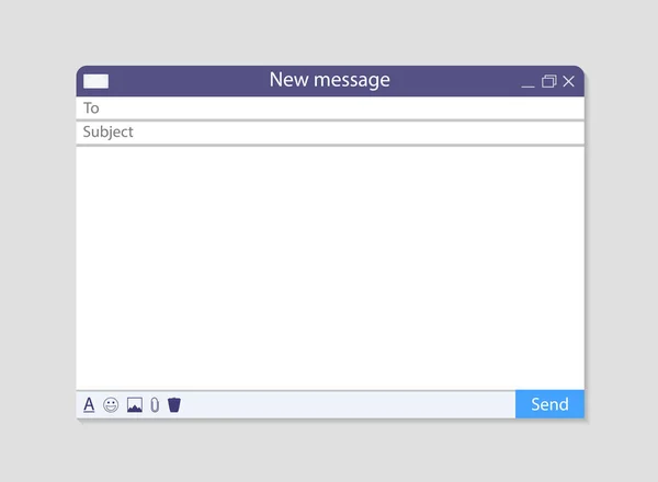 Email Window Mail Template Interface Blank Send Message Screen Browser — Stock Vector