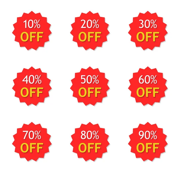 Sale Discount Percent Red Sticker Price Special Offer Label Promotion — Stock Vector