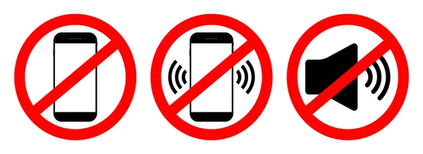Wyłącz Ikonę Podpis Zakazu Ruchu Drogowego Zabronione Używanie Telefonu Komórkowego — Wektor stockowy