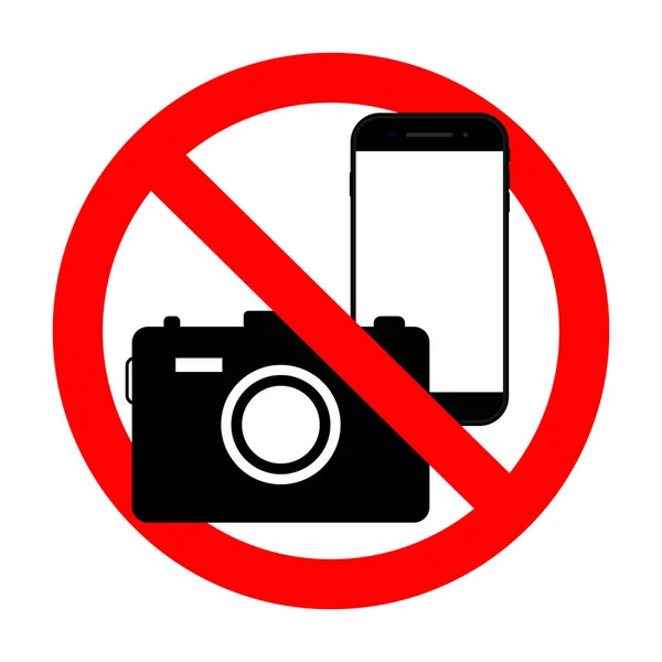 Telefon Zabroniony Znak Fotografia Zabroniona Ikona Zakazu Fotografowania Aparatem Telefonem — Wektor stockowy