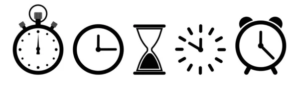 Hora Relógio Temporizador Ícones Hora Relógio Areia Ampulheta Alarme Cronômetro — Vetor de Stock