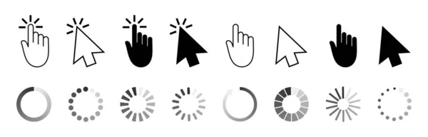 Mausklick Cursor Symbole Zeiger Für Computer Pfeil Hand Finger Für — Stockvektor