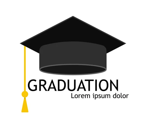 Hat of graduate. Cap for student of university or school. Icon of education and diploma. Hat with tassel for master college, academy. Degree professor or scholar. Academic, study symbol. Vector.