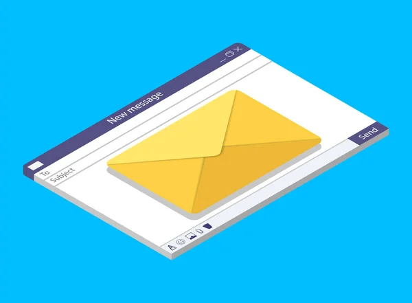 Email Isometric Window 브라우저로 메일을 인터페이스와 템플릿 메시지 마케팅용 레터입니다 — 스톡 벡터