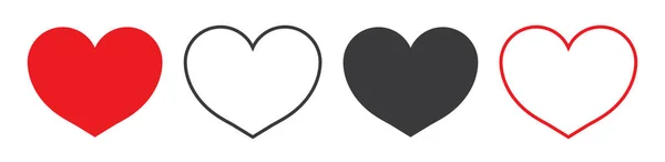 Heart Icon Red White Black Symbol Love Simple Shape Heart — Stock Vector