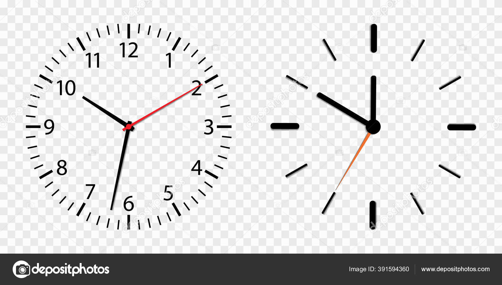 Clock face on a white background. 12 hours watch dial with round