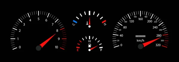 Velocímetro Carro Painel Tacômetro Medidor Temperatura Veículo Com Display Digital —  Vetores de Stock