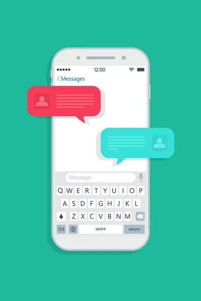 Chattmeddelande Telefon Bubbla För Text Mobilen Chatbot Med Popup Sms — Stock vektor