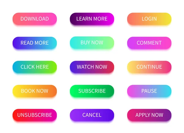 Schaltfläche Mit Webaktion Gradient Helle Tasten Zum Herunterladen Anrufen Mehr — Stockvektor