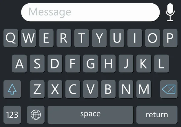 스마트폰의 키보드입니다 모바일의 전화의 디지털 스크린 인터페이스 텍스트에 메시지 Sms — 스톡 벡터