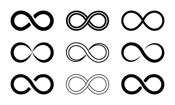 无限的符号 环环相扣 无穷无尽 签名无限的线条风格 无限大的标志 用于抽象设计的无穷圈 未来的概念 用于创意徽章的图形箭头 — 图库矢量图片