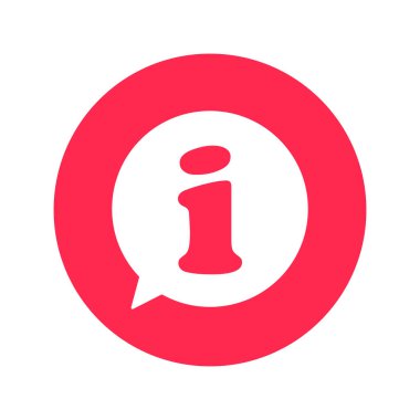 Bilgi simgesi. Bilgi talebi. Tanımın sembolü. Baloncuklu turistlere bilgi verin. İmza ve yardım düğmesi. Yardım masası konsepti. Seyahat için logo. Basit yuvarlak rozet. Konuşma şablonu. Vektör.