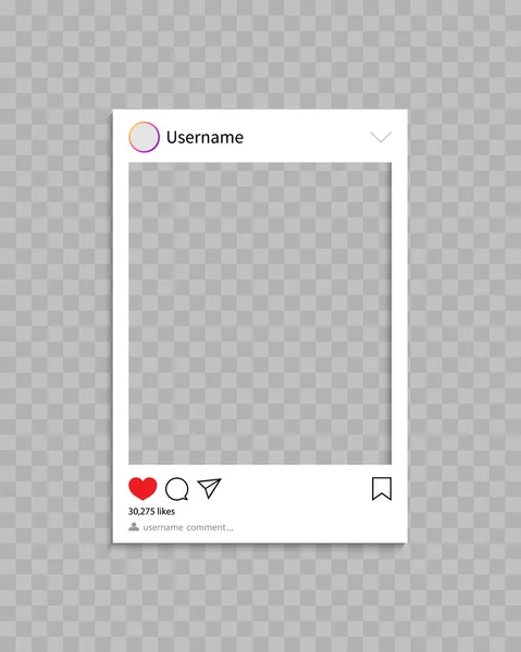 Sosyal paylaşım çerçevesi. Sosyal medyada fotoğraf için çerçeve. Profil, arayüz, yorum ve benzeri ileti şablonları. Telefon ve uygulama için model ve simge. Sosyal ağ konsepti. Vektör.