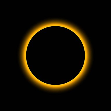 Güneş tutulması. Tam güneş tutulması. Ay gezegeninin arka planı. Ufuktaki ışık. Astronomi ve uzay kavramı. Daire çizerek parla, güneş ışığı. İşaret fişeği, şafakta parla. Gizemli gün doğumu. Vektör.
