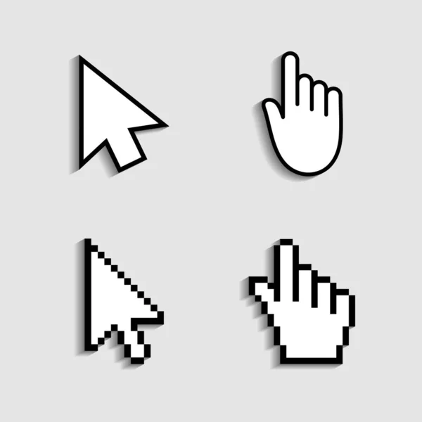 Kursor Dan Ikon Tangan Dari Piksel Menunjuk Mouse Untuk Klik - Stok Vektor