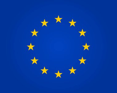 Bayrak çek. Avrupa Birliği. Avrupa 'nın sembolü. Yıldızlar yuvarlak. Schengen için daire simgesi. Toplumun Avrupa yüzüğü. Parlamento, standartlar ve Avrupa Konseyi 'nin imzası. Sarı yıldızlı mavi pankart. Vektör.