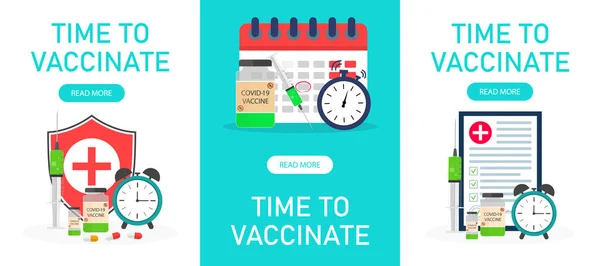 Dags Att Vaccinera Affisch Med Spruta För Injektion Kalendervaccination Och — Stock vektor