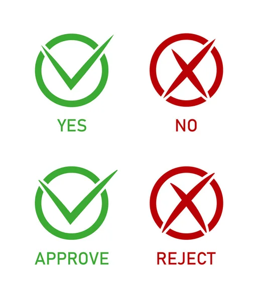 Icon Check Mark Right Wrong Checkmark Approve True Reject Correct — Stock Vector