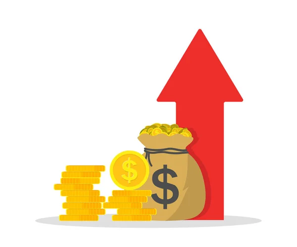 Ícone Rendimento Monetário Aumentar Receitas Financeiras Crescimento Orçamento Lucro Retornar — Vetor de Stock