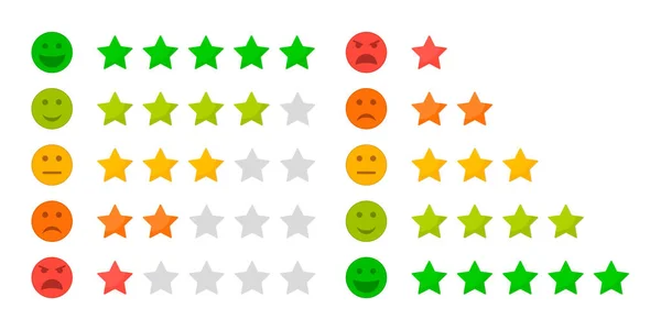 Échelle Avec Emoji Étoiles Service Notation Sondage Commentaires Des Clients — Image vectorielle