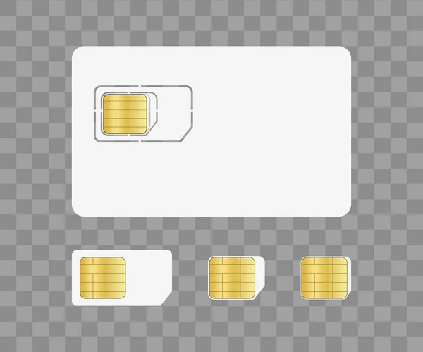 带芯片的移动锡卡 Simcard Identity Phone 用于公司交流的纳米卡和微型卡 预付费的技术 具有透明背景的图标 带微晶片的手机B — 图库矢量图片