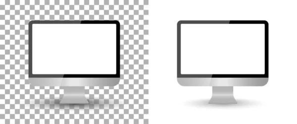 Maqueta Monitor Computadora Con Pantalla Blanco Escritorio Aislado Portátil Con — Archivo Imágenes Vectoriales