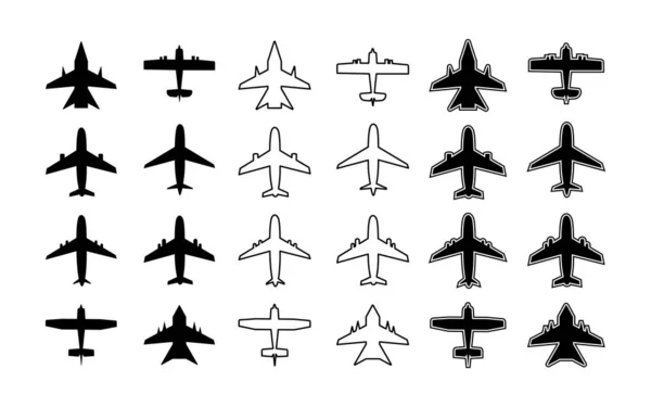 Flugzeug Symbol Silhouette Eines Flugzeugs Umriss Flugzeuge Für Reisen Transport — Stockvektor