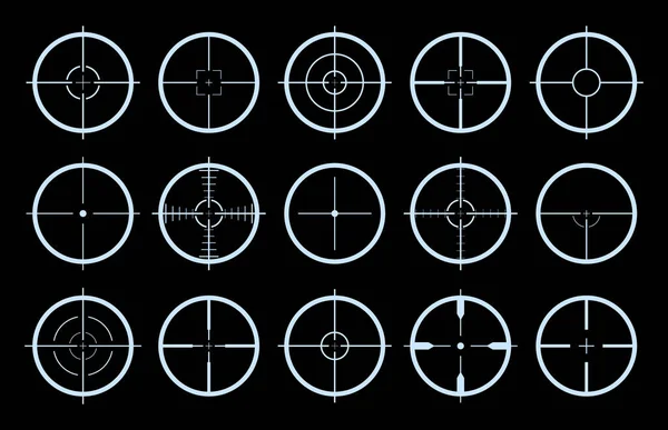 Target Crosshair Gun Sniper Sight Icons Cross Scope Rifle Army — Stock Vector