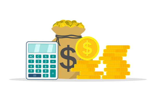 Šetři Investuj Peníze Ikona Výpočtu Daně Nebo Příjmu Kalkulačka Mince — Stockový vektor