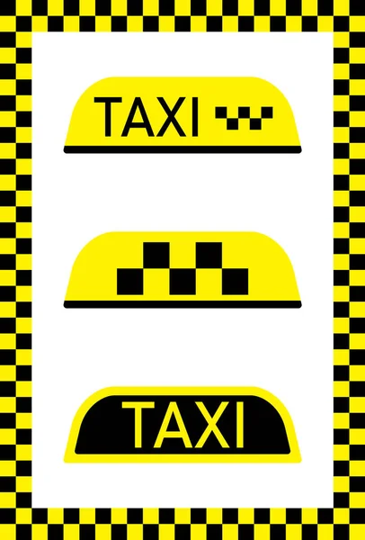 Panneau Taxi Pour Voiture Cabine Sur Fond Jaune Noir Pavillon — Image vectorielle
