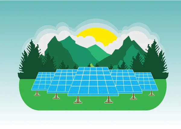 Vector Illustration Solar Power — Stock Vector