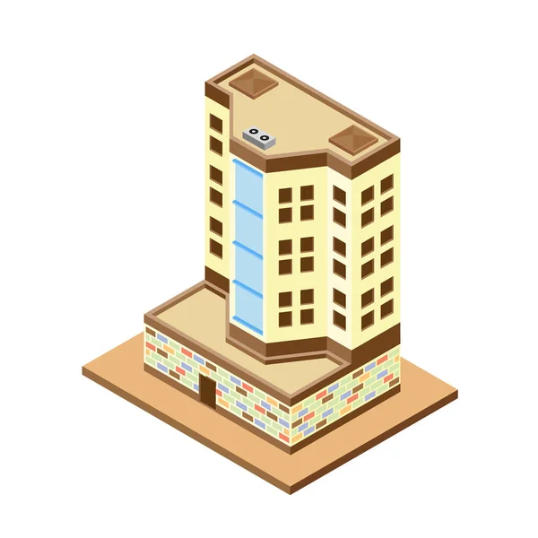 Vector Izometryczny Ikona Budynek Mieszkalny Infrastruktury Miasta — Wektor stockowy