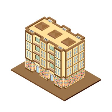 Vektör izometrik simgesi apartman şehir altyapı,