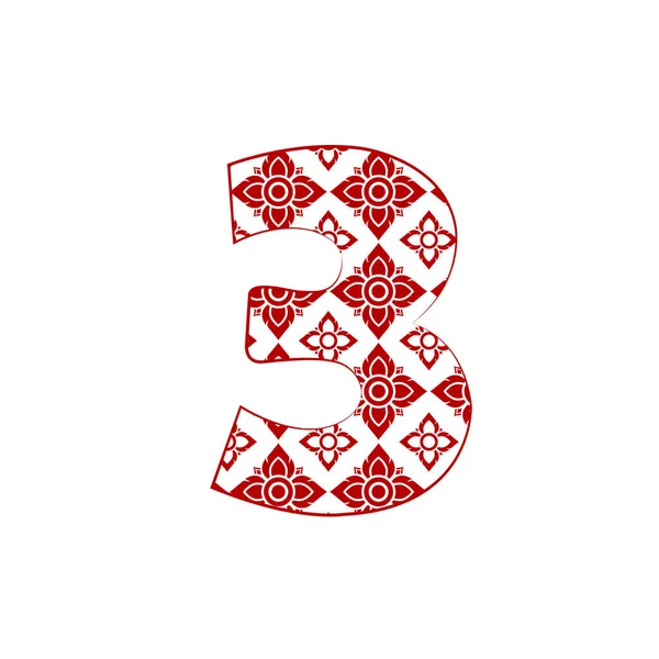 Number Logo Template Design Made Line Thai Art Pattern — Stock Vector