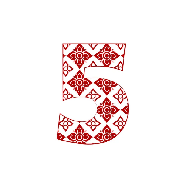 Numero Logo Template Design Realizzato Linea Thai Art Pattern — Vettoriale Stock