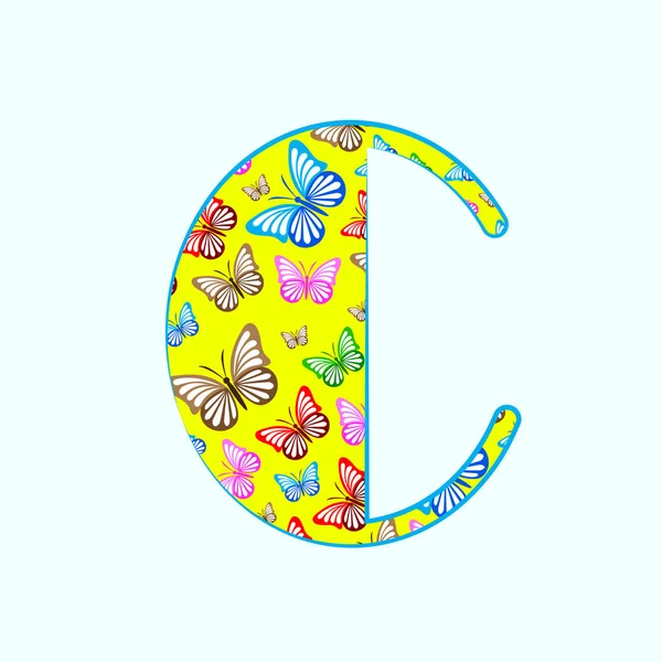アイコン蝶から作られた文字Cのロゴデザイン — ストックベクタ